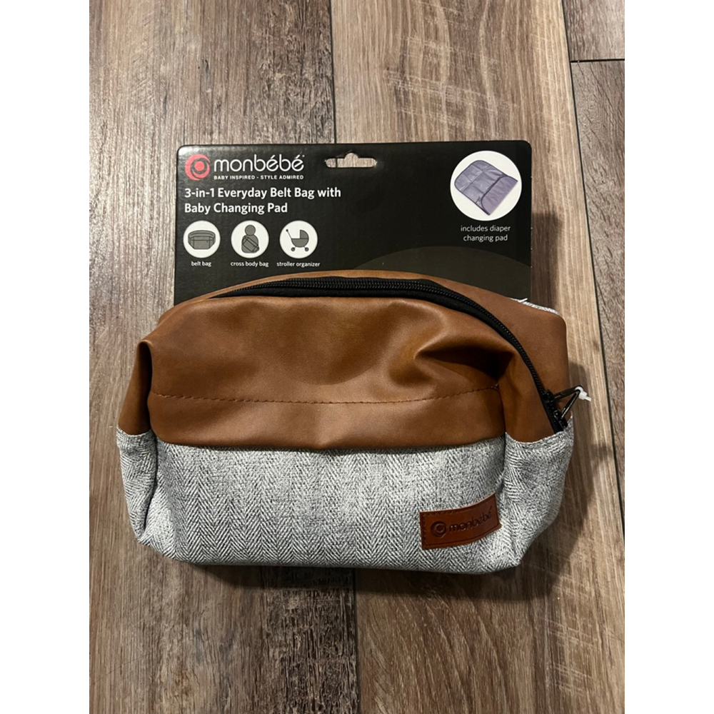 NEW Monbebe Baby Bag One Size Brown Gray 3-in-1 Everyday Belt Bag - Picture 6 of 7